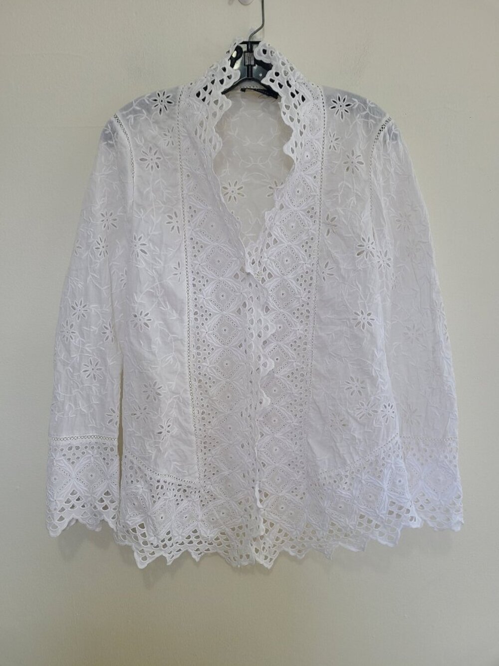 Polo Ralph Lauren Embroidered Eyelet Cardigan 100% Cotton White size 6
